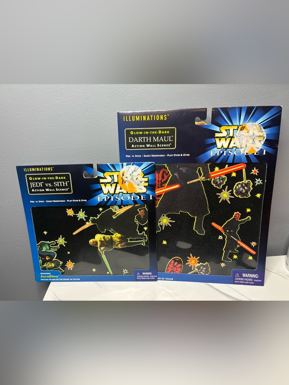 1999 Star Wars Episode I Glow in Dark Wall Scenes Sealed Lot of 2